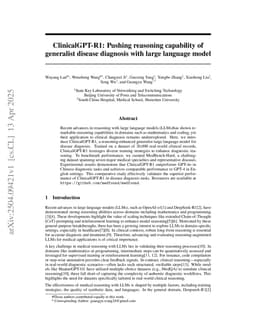 ClinicalGPT-R1: Pushing reasoning capability of generalist disease diagnosis with large language model