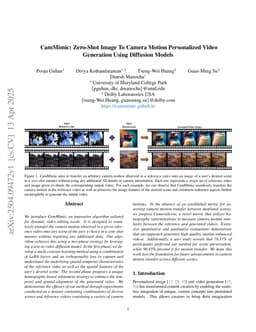 CamMimic: Zero-Shot Image To Camera Motion Personalized Video Generation Using Diffusion Models