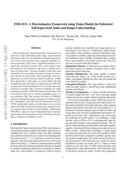 FSSUAVL: A Discriminative Framework using Vision Models for Federated Self-Supervised Audio and Image Understanding