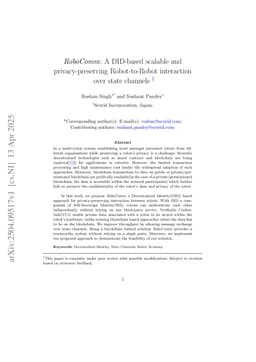 RoboComm: A DID-based scalable and privacy-preserving Robot-to-Robot interaction over state channels