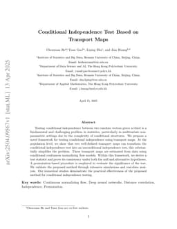 Conditional Independence Test Based on Transport Maps