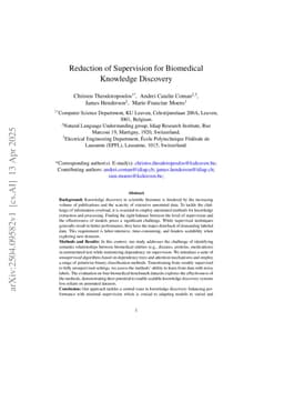 Reduction of Supervision for Biomedical Knowledge Discovery