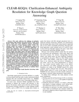 CLEAR-KGQA: Clarification-Enhanced Ambiguity Resolution for Knowledge Graph Question Answering