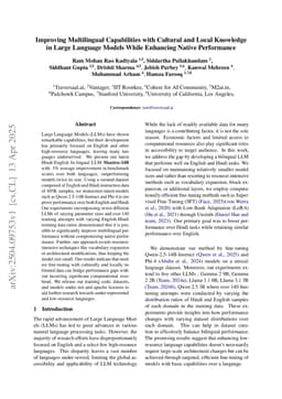 Improving Multilingual Capabilities with Cultural and Local Knowledge in Large Language Models While Enhancing Native Performance