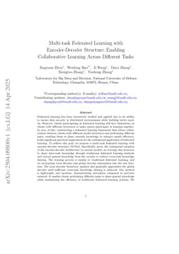 Multi-task Federated Learning with Encoder-Decoder Structure: Enabling Collaborative Learning Across Different Tasks