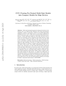 CUT: Pruning Pre-Trained Multi-Task Models into Compact Models for Edge Devices