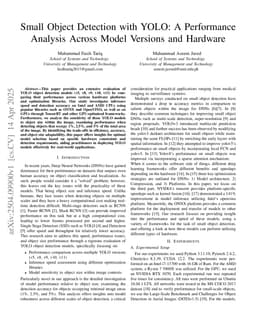 Small Object Detection with YOLO: A Performance Analysis Across Model Versions and Hardware