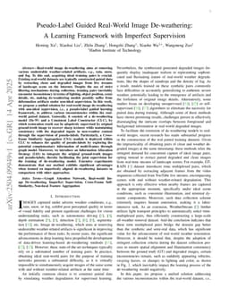 Pseudo-Label Guided Real-World Image De-weathering: A Learning Framework with Imperfect Supervision