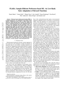 FLoRA: Sample-Efficient Preference-based RL via Low-Rank Style Adaptation of Reward Functions