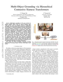 Multi-Object Grounding via Hierarchical Contrastive Siamese Transformers