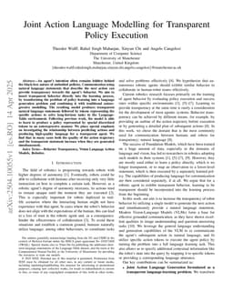 Joint Action Language Modelling for Transparent Policy Execution