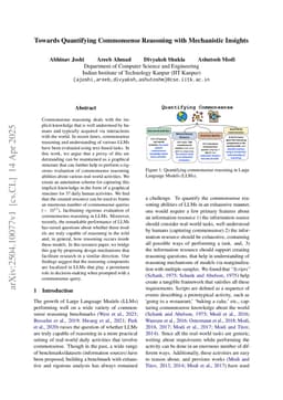 Towards Quantifying Commonsense Reasoning with Mechanistic Insights