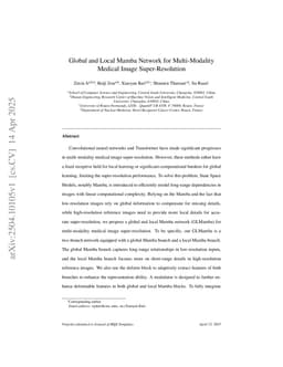 Global and Local Mamba Network for Multi-Modality Medical Image Super-Resolution
