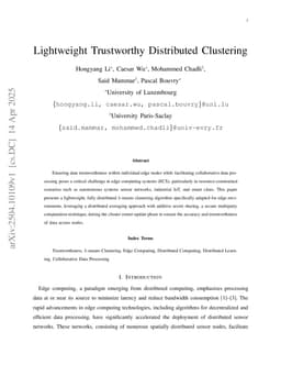 Lightweight Trustworthy Distributed Clustering