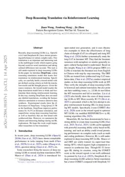 Deep Reasoning Translation via Reinforcement Learning