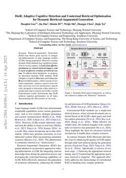 DioR: Adaptive Cognitive Detection and Contextual Retrieval Optimization for Dynamic Retrieval-Augmented Generation