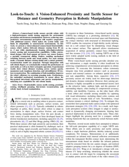 Look-to-Touch: A Vision-Enhanced Proximity and Tactile Sensor for Distance and Geometry Perception in Robotic Manipulation