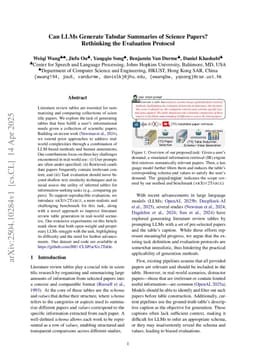 Can LLMs Generate Tabular Summaries of Science Papers? Rethinking the Evaluation Protocol