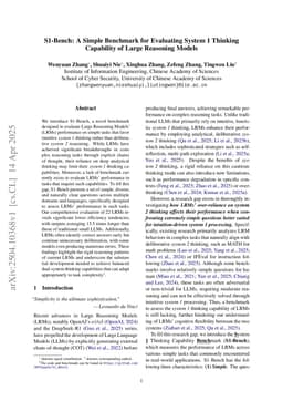 S1-Bench: A Simple Benchmark for Evaluating System 1 Thinking Capability of Large Reasoning Models