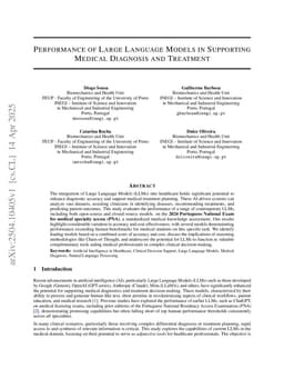 Performance of Large Language Models in Supporting Medical Diagnosis and Treatment