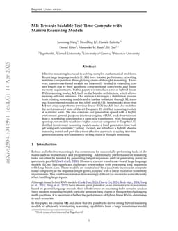 M1: Towards Scalable Test-Time Compute with Mamba Reasoning Models