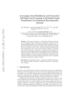Leveraging Auto-Distillation and Generative Self-Supervised Learning in Residual Graph Transformers for Enhanced Recommender Systems