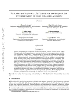 Explainable Artificial Intelligence techniques for interpretation of food datasets: a review