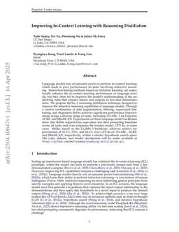 Improving In-Context Learning with Reasoning Distillation