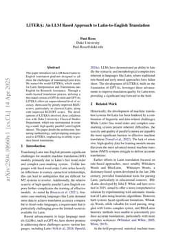 LITERA: An LLM Based Approach to Latin-to-English Translation