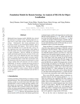Foundation Models for Remote Sensing: An Analysis of MLLMs for Object Localization