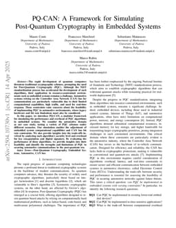 PQ-CAN: A Framework for Simulating Post-Quantum Cryptography in Embedded Systems
