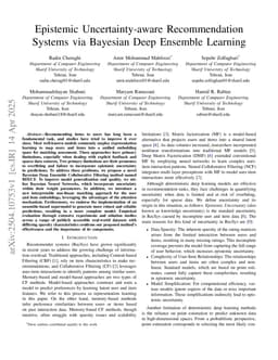 Epistemic Uncertainty-aware Recommendation Systems via Bayesian Deep Ensemble Learning