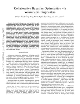 Collaborative Bayesian Optimization via Wasserstein Barycenters