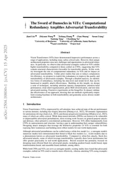 The Sword of Damocles in ViTs: Computational Redundancy Amplifies Adversarial Transferability