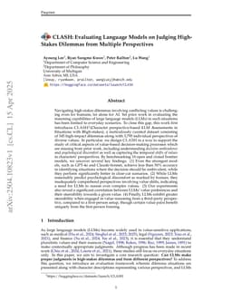 CLASH: Evaluating Language Models on Judging High-Stakes Dilemmas from Multiple Perspectives