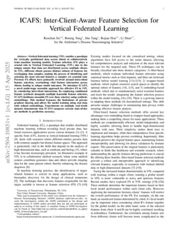 ICAFS: Inter-Client-Aware Feature Selection for Vertical Federated Learning