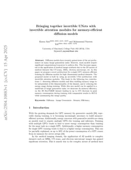 Bringing together invertible UNets with invertible attention modules for memory-efficient diffusion models
