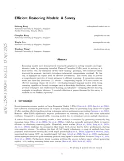Efficient Reasoning Models: A Survey