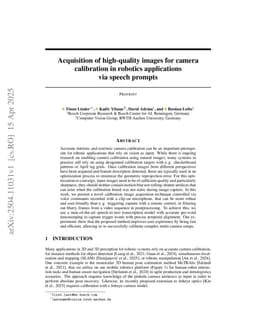 Acquisition of high-quality images for camera calibration in robotics applications via speech prompts