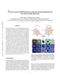 Crane: Context-Guided Prompt Learning and Attention Refinement for Zero-Shot Anomaly Detections