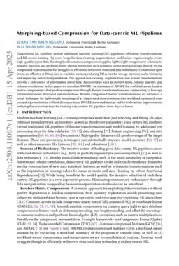Morphing-based Compression for Data-centric ML Pipelines