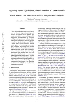 Bypassing Prompt Injection and Jailbreak Detection in LLM Guardrails