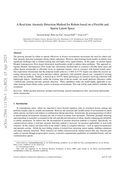 A Real-time Anomaly Detection Method for Robots based on a Flexible and Sparse Latent Space
