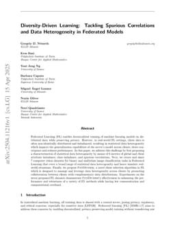 Diversity-Driven Learning: Tackling Spurious Correlations and Data Heterogeneity in Federated Models