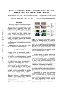 Leveraging multimodal explanatory annotations for video interpretation with Modality Specific Dataset