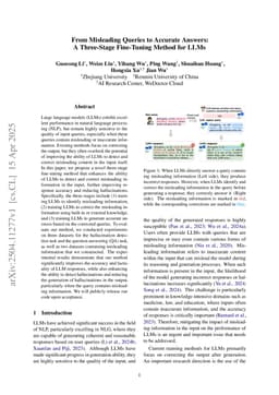 From Misleading Queries to Accurate Answers: A Three-Stage Fine-Tuning Method for LLMs