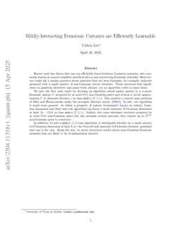 Mildly-Interacting Fermionic Unitaries are Efficiently Learnable