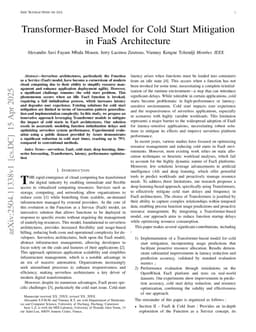 Transformer-Based Model for Cold Start Mitigation in FaaS Architecture