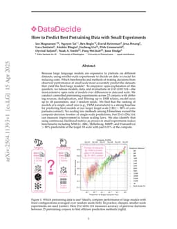 DataDecide: How to Predict Best Pretraining Data with Small Experiments