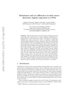 Robustness and sex differences in skin cancer detection: logistic regression vs CNNs
